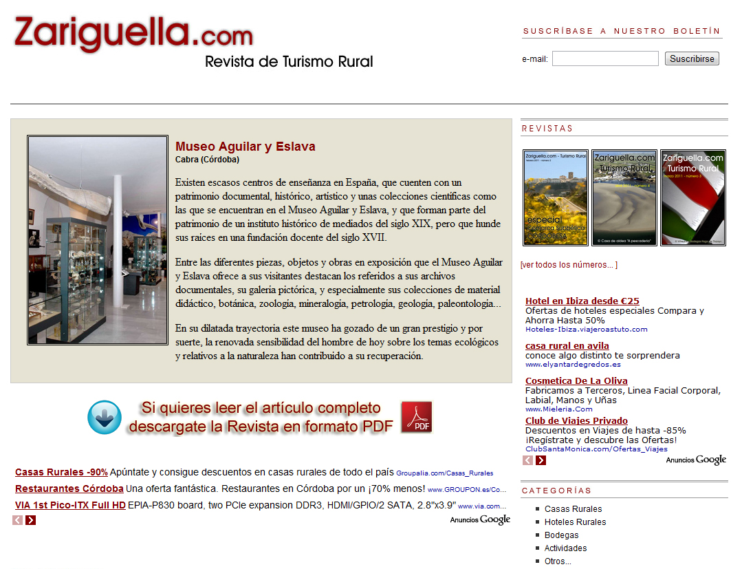 Foto 2 de 2 del artículo «El Museo Aguilar y Eslava en el especial de turismo en la Subbética de la revista digital…»