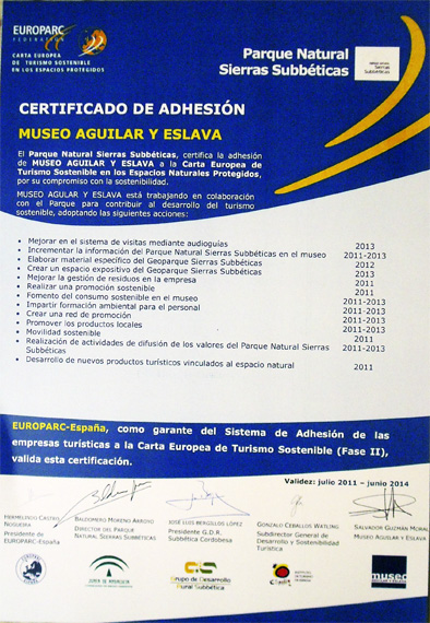 Foto 3 de 4 del artículo «El Museo Aguilar y Eslava recibe el certificado de adhesión a la Carta Europea de Turismo…»