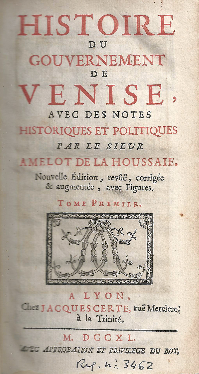 Foto 2 de 3 del artículo ««Histoire du gouvernement de Venise» (1740)»