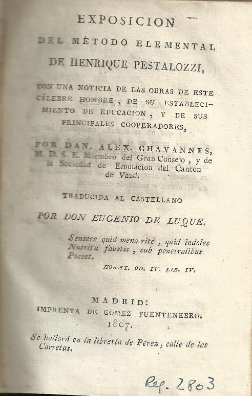 Foto 2 de 3 del artículo ««Exposición del método elemental de Henrique Pestalozzi», (1807)»
