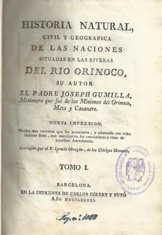 Foto 2 de 3 del artículo ««Historia natural civil y geografica de las naciones situadas en las riveras del rio…»