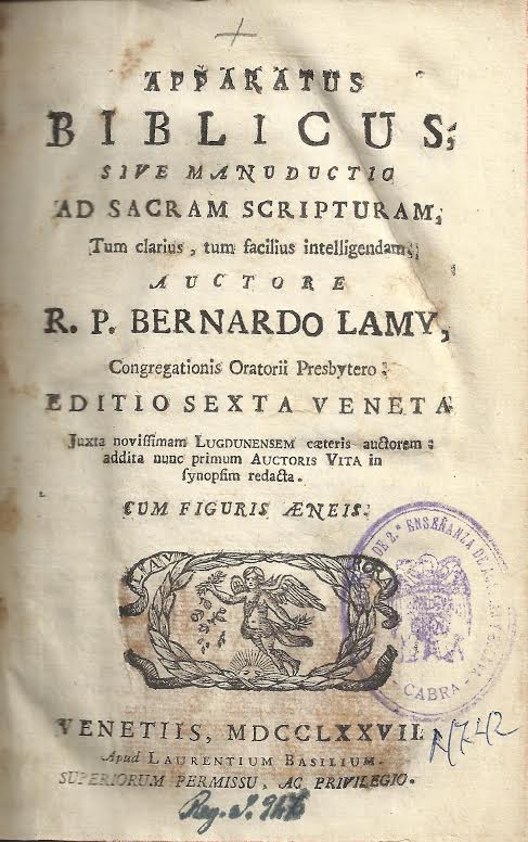 Foto 2 de 3 del artículo ««Apparatus Biblicus, sive Manuductio ad Sacram Scripturam» (1777)»