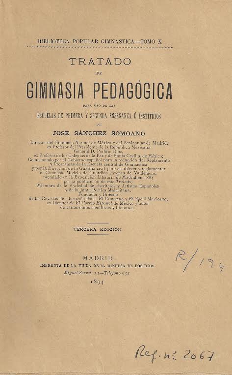 Foto 1 de 3 del artículo ««Tratado de gimnasia pedagógica para el uso de las escuelas de primera y segunda…»