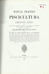 Foto 1 de 3 del artículo ««Manual práctico de piscicultura ó Prontuario para servir de guía al piscicultor en…»