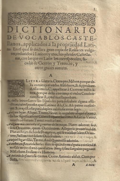 Foto 2 de 3 del artículo ««Diccionario de vocablos castellanos» (1587)»