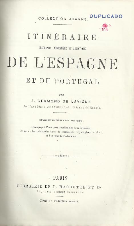 Foto 1 de 3 del artículo ««Itinéraire descriptif, historique et artistique de l'Espagne et du Portugal» par A…»