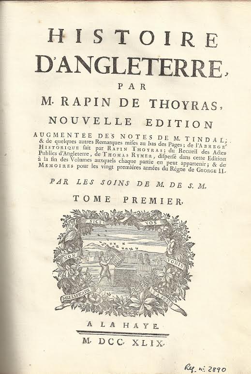 Foto 1 de 4 del artículo ««Histoire d´Angleterre» par M. Rapin de Thoyras (A La Haye, 1749)»