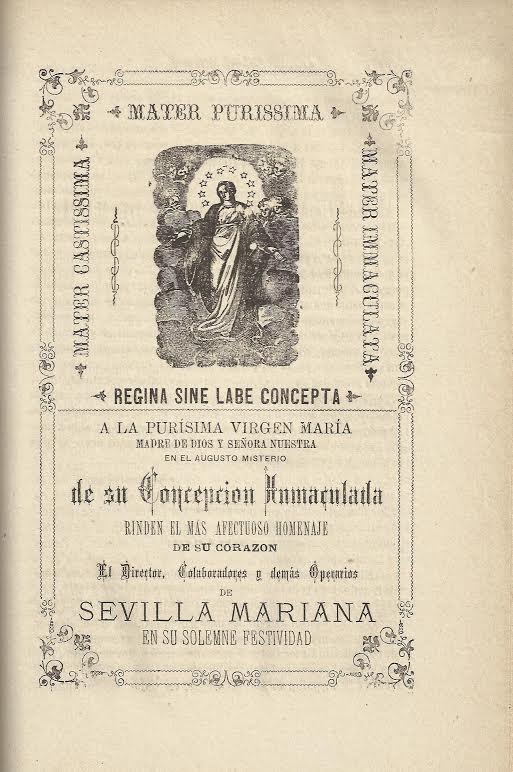 Foto 1 de 3 del artículo ««Sevilla mariana», publicación quincenal dedicada a la Inmaculada Concepción (1881)»