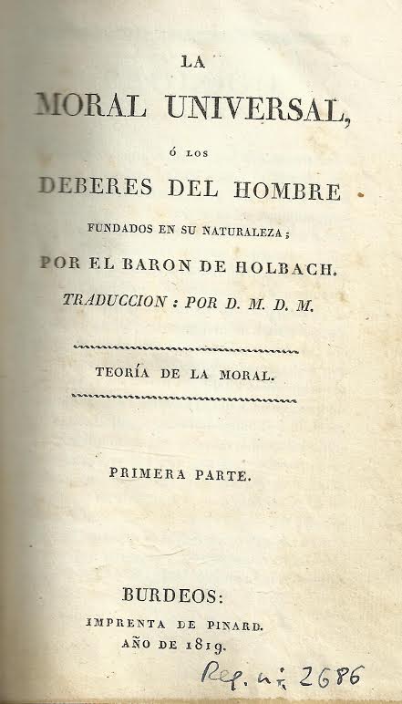 Foto 2 de 3 del artículo ««La moral universal ó los deberes del hombre fundados en su naturaleza» del barón de…»