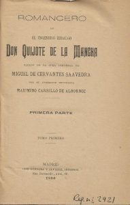 Foto 1 de 3 del artículo ««Romancero de El Ingenioso Hidalgo Don Quijote de la Mancha» de Carrillo de Albornoz…»