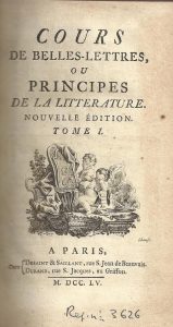 Foto 1 de 3 del artículo ««Cours de belles-lettres ou Principes de la litterature», editado en París en 1755»