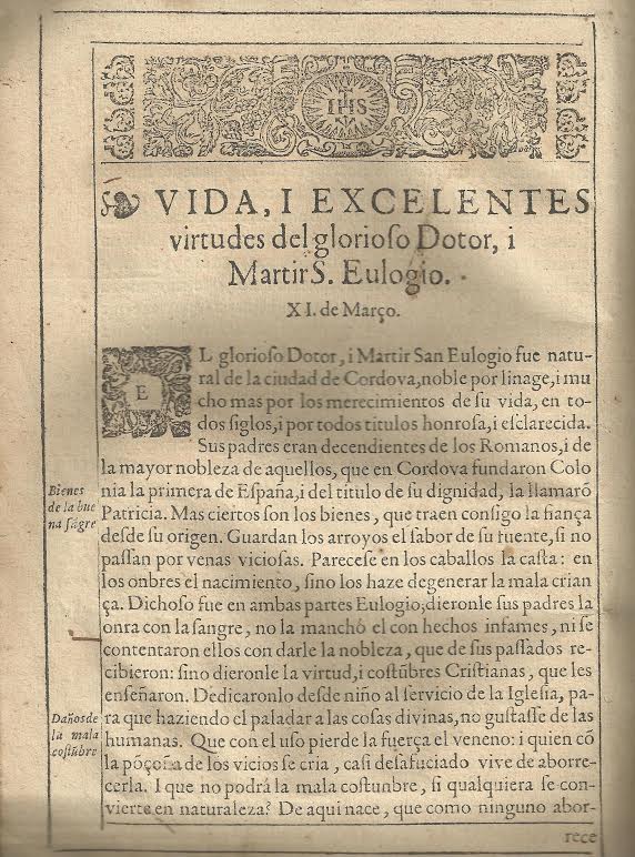 Foto 2 de 4 del artículo ««Flos sanctorum: fiestas, i Santos naturales de la ciudad de Cordova, algunos de Sevilla…»