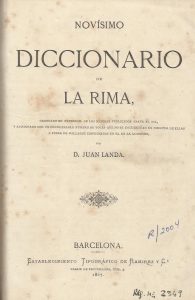 Foto 1 de 4 del artículo ««Novísimo diccionario de la rima» de Juan Landa (Barcelona, 1867)»