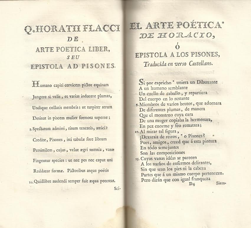 Foto 2 de 4 del artículo ««El arte poética de Horacio o Epístola a los Pisones», traducida por Tomás de Iriarte…»