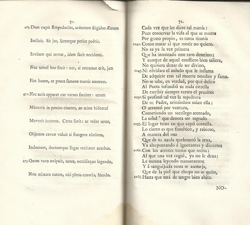 Foto 4 de 4 del artículo ««El arte poética de Horacio o Epístola a los Pisones», traducida por Tomás de Iriarte…»