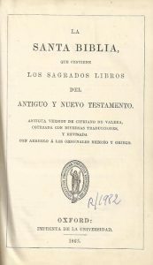 Foto 1 de 4 del artículo ««La Santa Biblia», antigua traducción de Cipriano de Valera, revisada (Oxford, 1865)»
