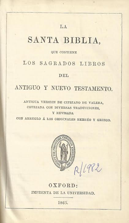 Foto 1 de 4 del artículo ««La Santa Biblia», antigua traducción de Cipriano de Valera, revisada (Oxford, 1865)»