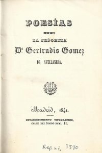 Foto 1 de 4 del artículo ««Poesías de la señorita D.ª Gertrudis Gómez de Avellaneda» (Madrid, 1841), donado por…»