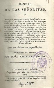 Foto 1 de 4 del artículo ««Manual de las señoritas», traducido del francés por María Ana Poveda (Madrid, 1827)»