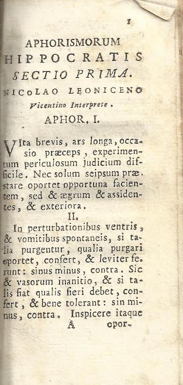 Foto 2 de 4 del artículo ««Aphorismorum Hippocratis Coi sectiones octo» (Venetiis, 1794)»