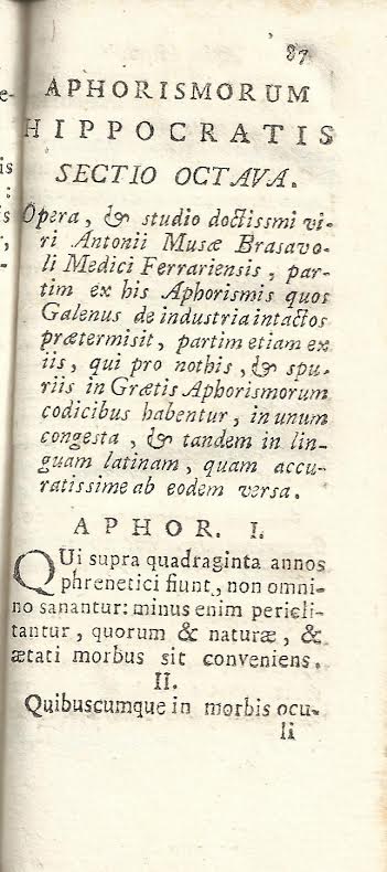 Foto 3 de 4 del artículo ««Aphorismorum Hippocratis Coi sectiones octo» (Venetiis, 1794)»