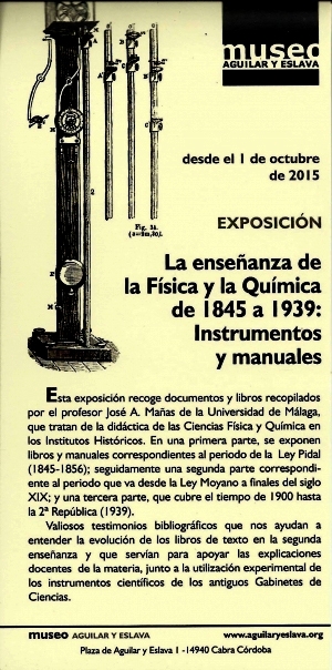 La enseñanza de la Física y la Química de 1845 a 1939: instrumentos y manuales