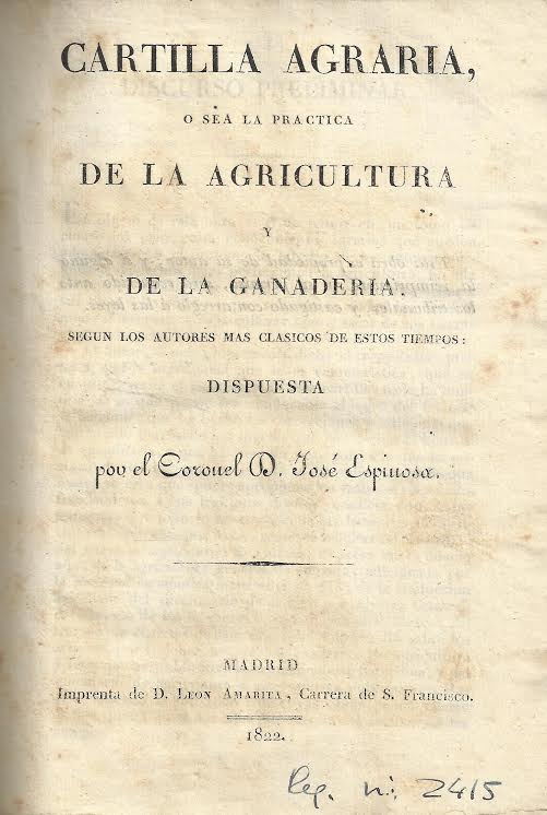 Foto 2 de 5 del artículo ««Cartilla agraria, o sea la práctica de la agricultura y de la ganadería», dispuesta por…»