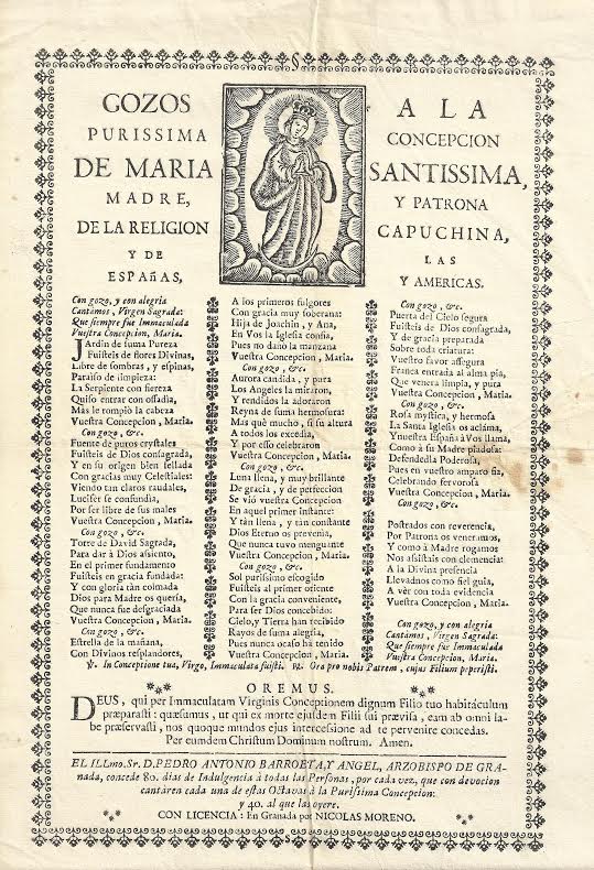 Foto 2 de 2 del artículo ««Gozos a la Purissima Concepción de María Santissima, Madre y Patrona de la Religión…»
