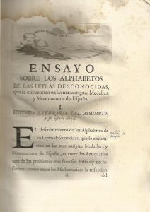 Foto 1 de 4 del artículo ««Ensayo sobre los alphabetos de las letras desconocidas que se encuentran en las más…»