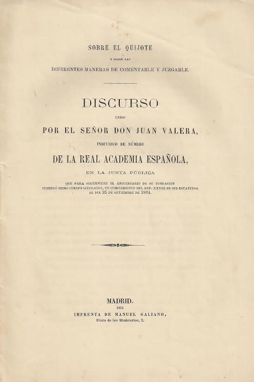 Foto 1 de 4 del artículo ««Sobre el Quijote y sobre las diferentes maneras de comentarle y juzgarle», discurso…»