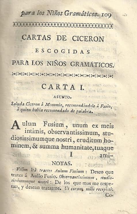 Foto 4 de 4 del artículo ««Colección de oraciones tomadas de las epístolas de Cicerón…» por Manuel Vegas Quintano…»