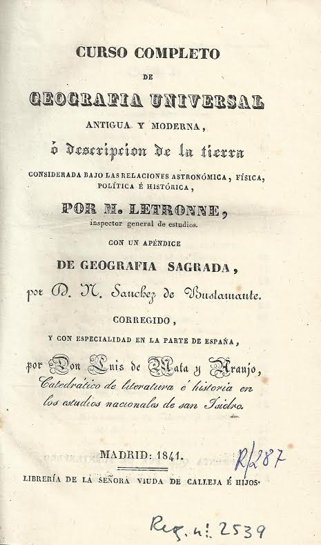 Foto 1 de 5 del artículo ««Curso completo de geografía universal antigua y moderna» de Antoine Jean Letronne…»