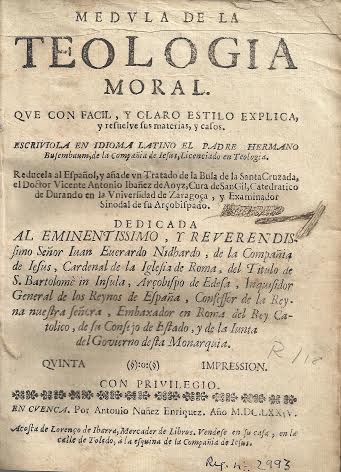 Foto 1 de 4 del artículo ««Médula de la teología moral» de Busembaum, traducida por Vicente Antonio Ibáñez de Aoyz…»