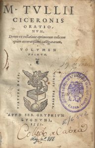 Foto 1 de 4 del artículo ««M. Tullii Ciceronis, Orationum», Volumen primun (Lugduni, 1551)»