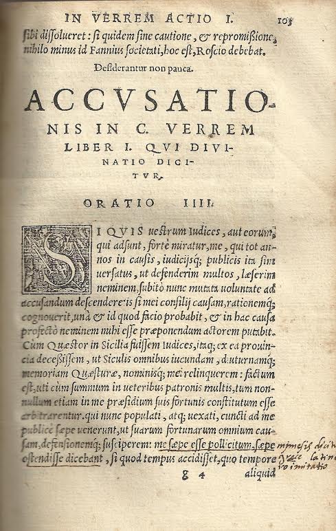 Foto 3 de 4 del artículo ««M. Tullii Ciceronis, Orationum», Volumen primun (Lugduni, 1551)»