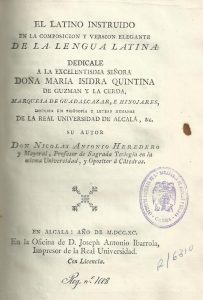Foto 1 de 4 del artículo ««El latino instruido en la composición y versión elegante de la lengua latina» de Nicolás…»