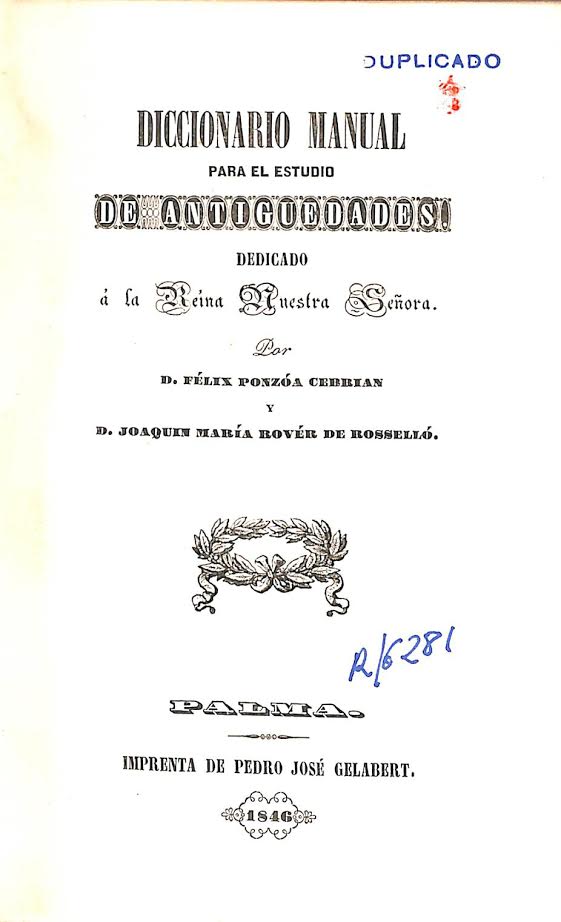 Foto 2 de 4 del artículo ««Diccionario manual para el estudio de antigüedades» por Félix Ponzoa Cebrián y Joaquín…»