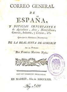 Foto 1 de 5 del artículo ««Correo general de España y noticias importantes de agricultura, artes, manufacturas…»