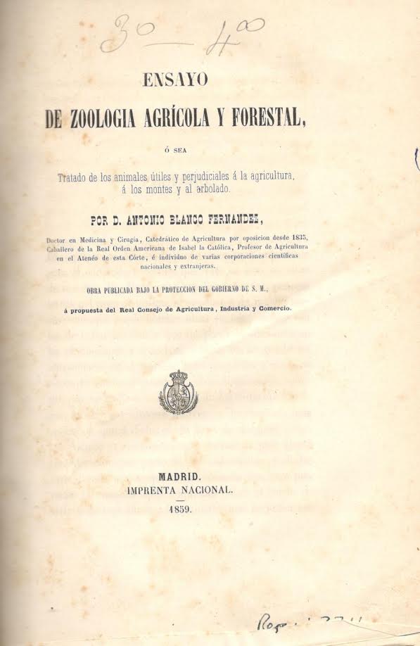 Foto 1 de 4 del artículo ««Ensayo de zoología agrícola y forestal» por Antonio Blanco Fernández (Madrid, 1859)»