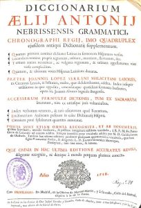 Foto 1 de 5 del artículo ««Diccionarium Aelij Antonij Nebrissensis» (Madrid, 1758)»
