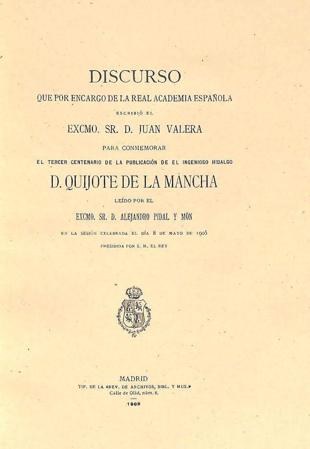 Foto 1 de 5 del artículo «Discurso de Don Juan Valera, por encargo de la Real Academia Española, para conmemorar el…»