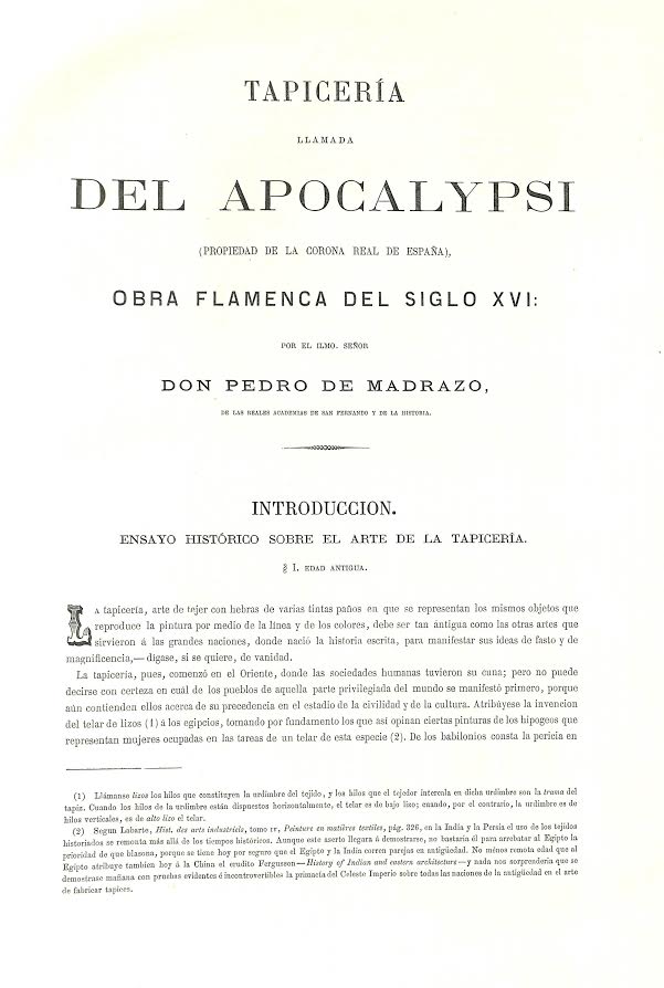 Foto 1 de 9 del artículo «Grabados que reproducen los ochos paños de la tapicería llamada del Apocalypsi (Propiedad…»