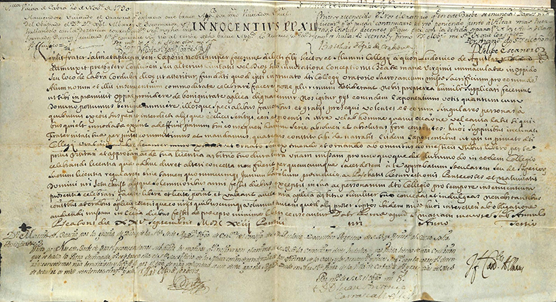 Foto 1 de 4 del artículo «Breve de Inocencio XII (de fecha 25 de septiembre de 1693) concediendo la misa diaria en…»
