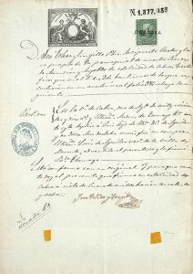 Foto del artículo «Certificado, conforme a su original, de la partida de bautismo de Don Luis de Aguilar y…»