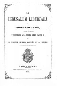 Foto 1 de 4 del artículo ««La Jerusalem libertada» de Torcuato Tasso, puesta en verso castellano por el marqués de…»