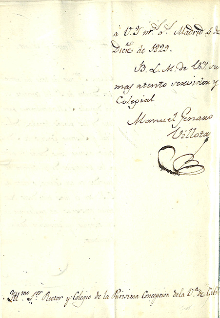 Foto 3 de 4 del artículo «3 cartas de Manuel Genaro Villota (1797, 1829, 1833), fiscal de la Real Audiencia de…»