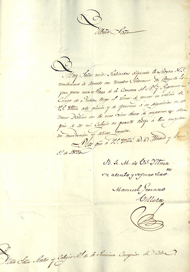 Foto 4 de 4 del artículo «3 cartas de Manuel Genaro Villota (1797, 1829, 1833), fiscal de la Real Audiencia de…»