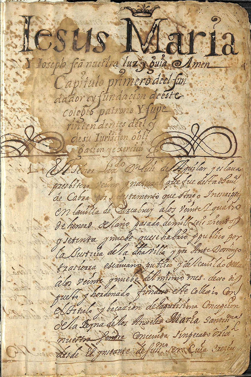 Foto 2 de 7 del artículo «Constituciones del Real Colegio de la Purísima Concepción de Cabra (1700)»