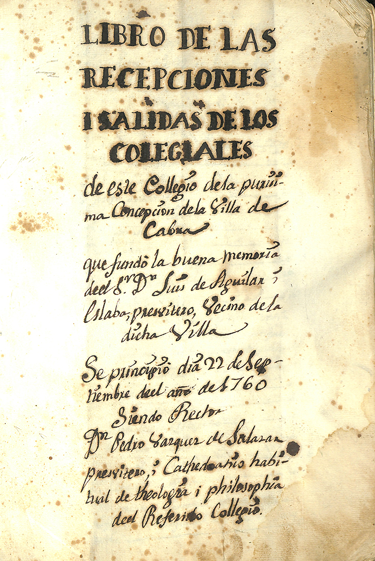 Foto 1 de 6 del artículo «Presencia de Dionisio Alcalá Galiano en los documentos del Colegio de la Purísima…»