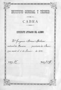 Foto 1 de 6 del artículo «Gregoria Moreno Molina, alumna de Magisterio Elemental en el Instituto de Cabra (1910)»